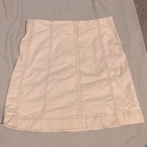 A beige Denim Half zip up skirt